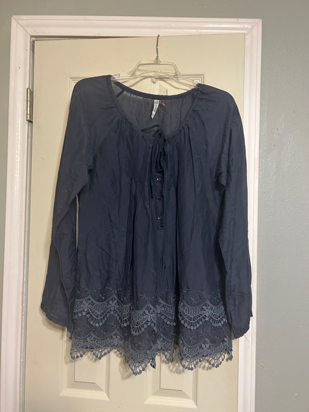 💸30%Off2🛒 Monoreno blue silk blend crochet tunic